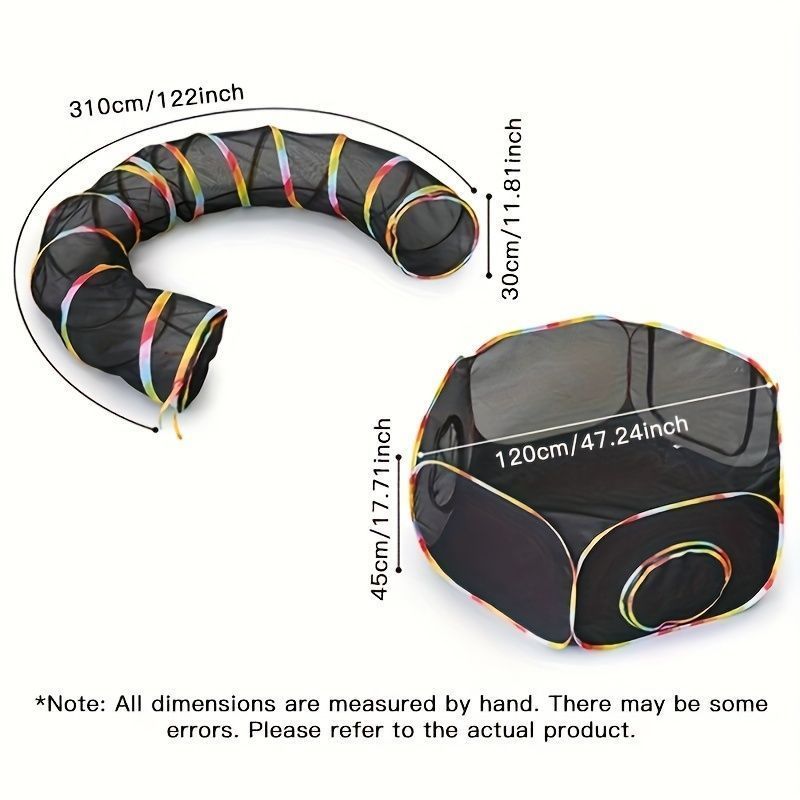 室内猫用の2つのポリエステル柄キャットプレイハウスコンボ付きの折りたたみ式キャットトンネルプレイセット - インタラクティブペットおもちゃケージ キトンや小動物用ののぞき穴付き