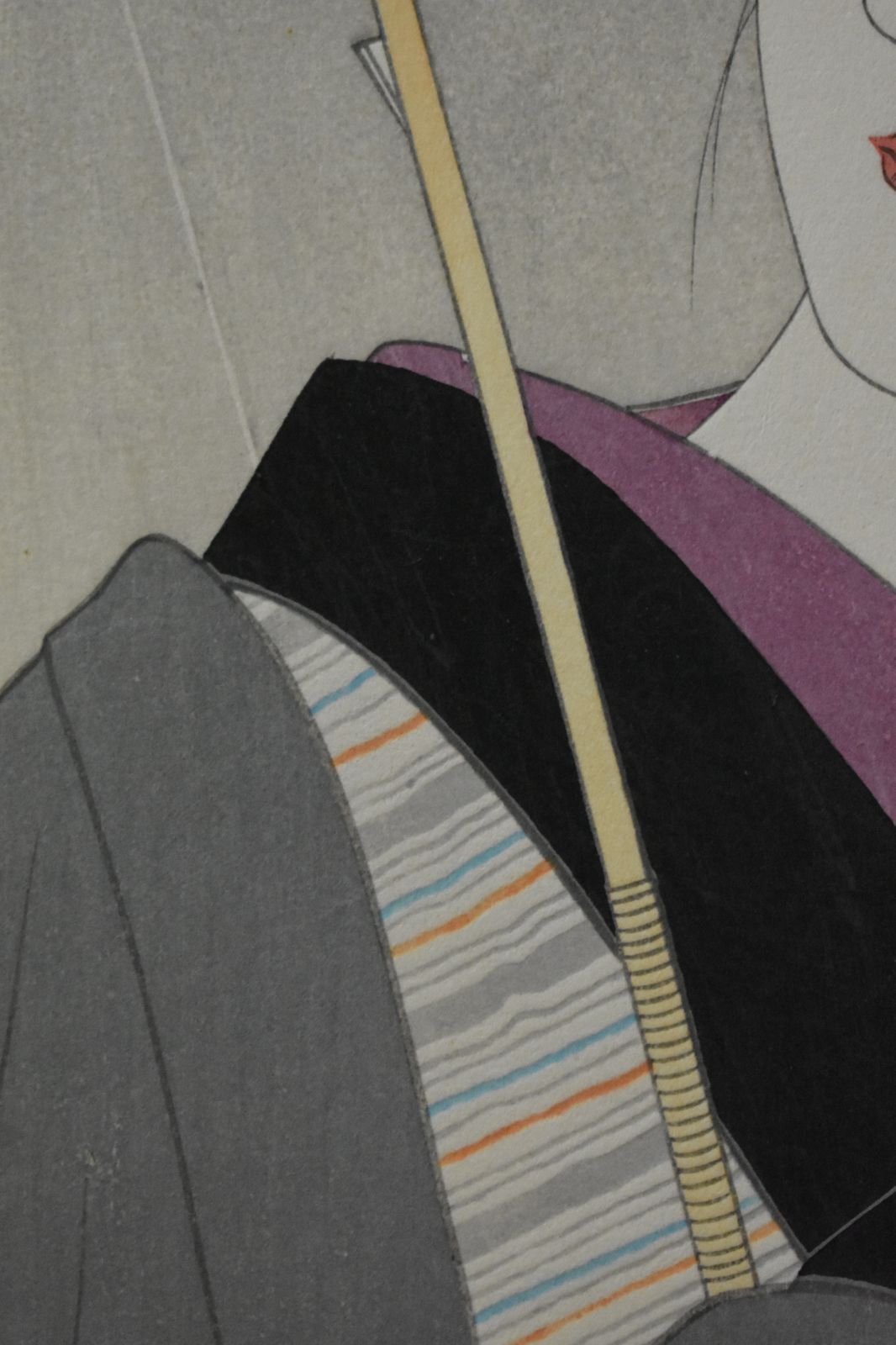伊東深水 木版画「時雨」昭和二年制作 額付き ☆木版画/伊東深水/版画