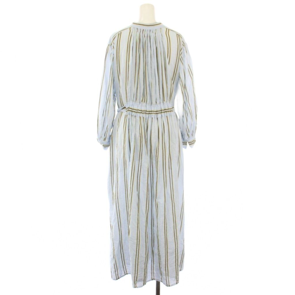 ヌキテパ NE QUITTEZ PAS! C.VOILE STRIPE GOWNワンピース シャツワンピース ロング 長袖 ストライプ柄 M 水色 010411GH4 TK