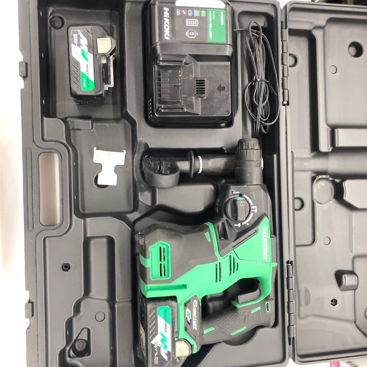 ДД HiKOKI ハイコーキ ハンマドリル 程度B 充電器 充電池2個 ケース付 コードレス式 36v J310979 DH 36DPA グリーン やや傷や汚れあり