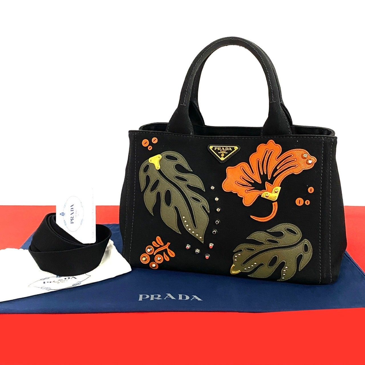 極 美品 希少品 PRADA プラダ 三角ロゴ カナパ ハワイ レザー 本革 キャンバス 2way ミニ ショルダーバッグ トートバック ブラック  94086 - メルカリ