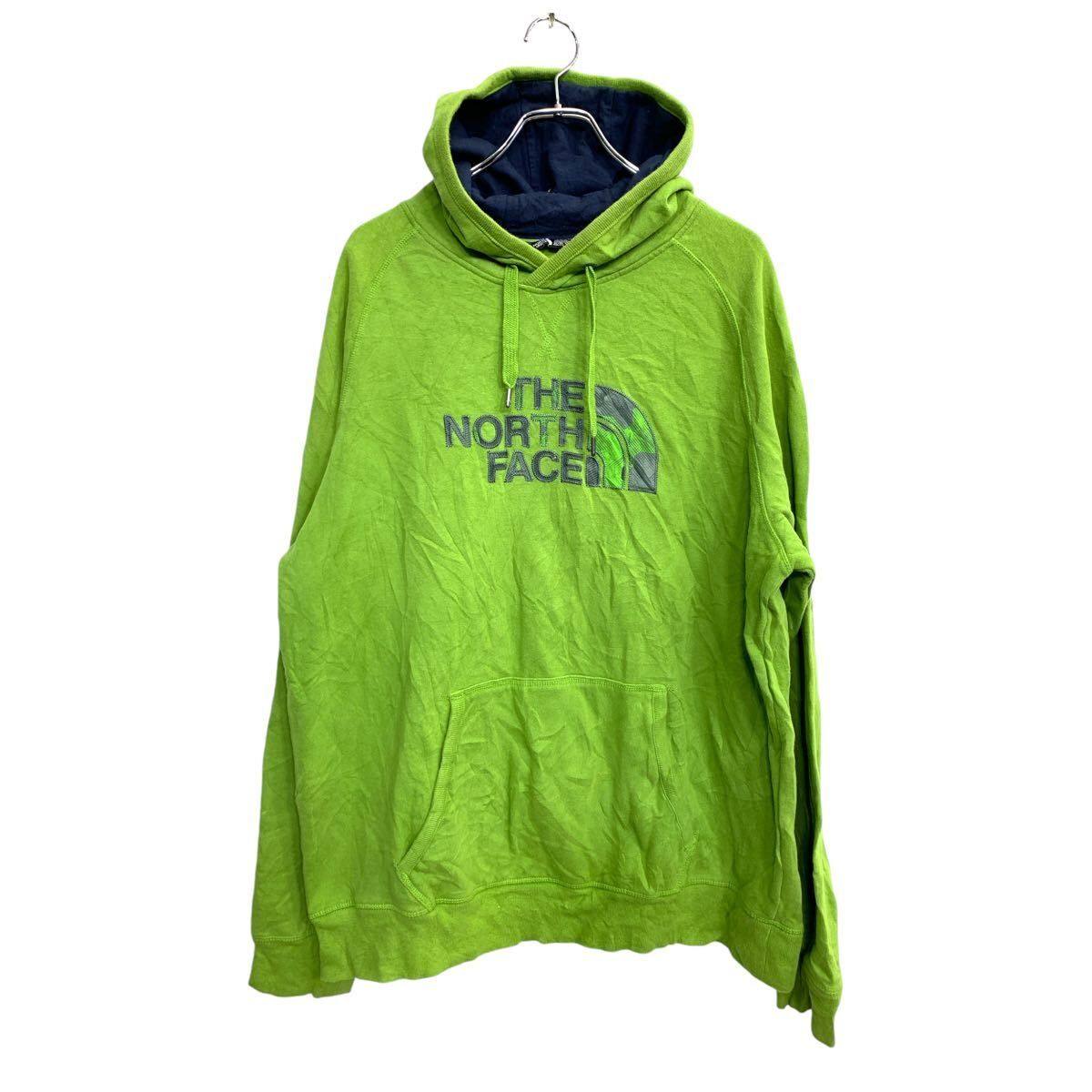 THE NORTH FACE ロゴ スウェット パーカー XLサイズ ノースフェイス ライムグリーン 古着卸 アメリカ仕入 t2411-3039