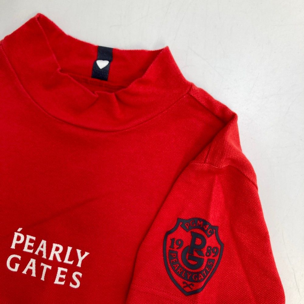 サイズ：0 PEARLY GATES パーリーゲイツ  モックネック 半袖Tシャツ  ホワイト系 [240101446695] ゴルフウェア レディース ストスト PEARLY GATES パーリーゲイツ モックネック 半袖Tシャツ ロゴ