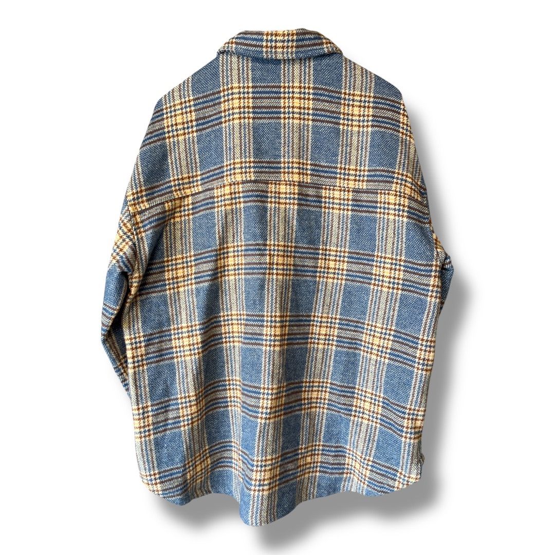 Naptime. ナップタイム NAP-023 チェック柄 長袖 フランネルシャツ Nissy 西島隆弘 上着 アウター 羽織り シャツ 刺繍ロゴ メンズ サイズF ライトブルー系チェック柄 秋 久喜倉庫店 K568Y