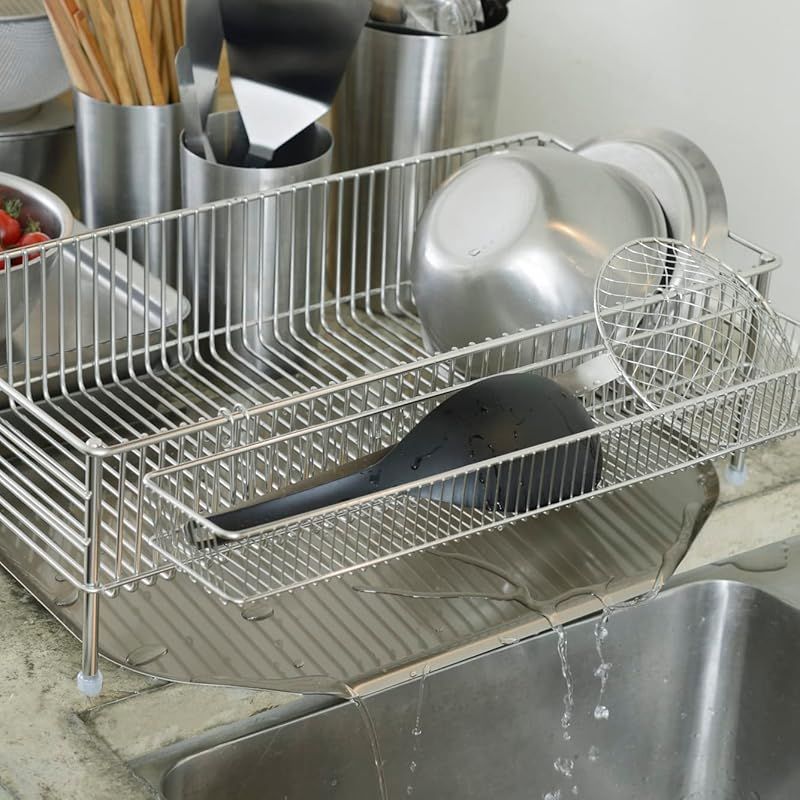 ラバーゼ La Base ステンレス鋼 水切りかごスリム 縦置タイプ 3点セット DLM-8690 0