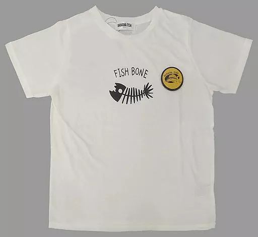 【新品未使用】BANANAFISH Avail Tシャツ 缶バッジ付 中古】衣類 FISH BONE 缶バッジ付きTシャツ ホワイト Lサイズ