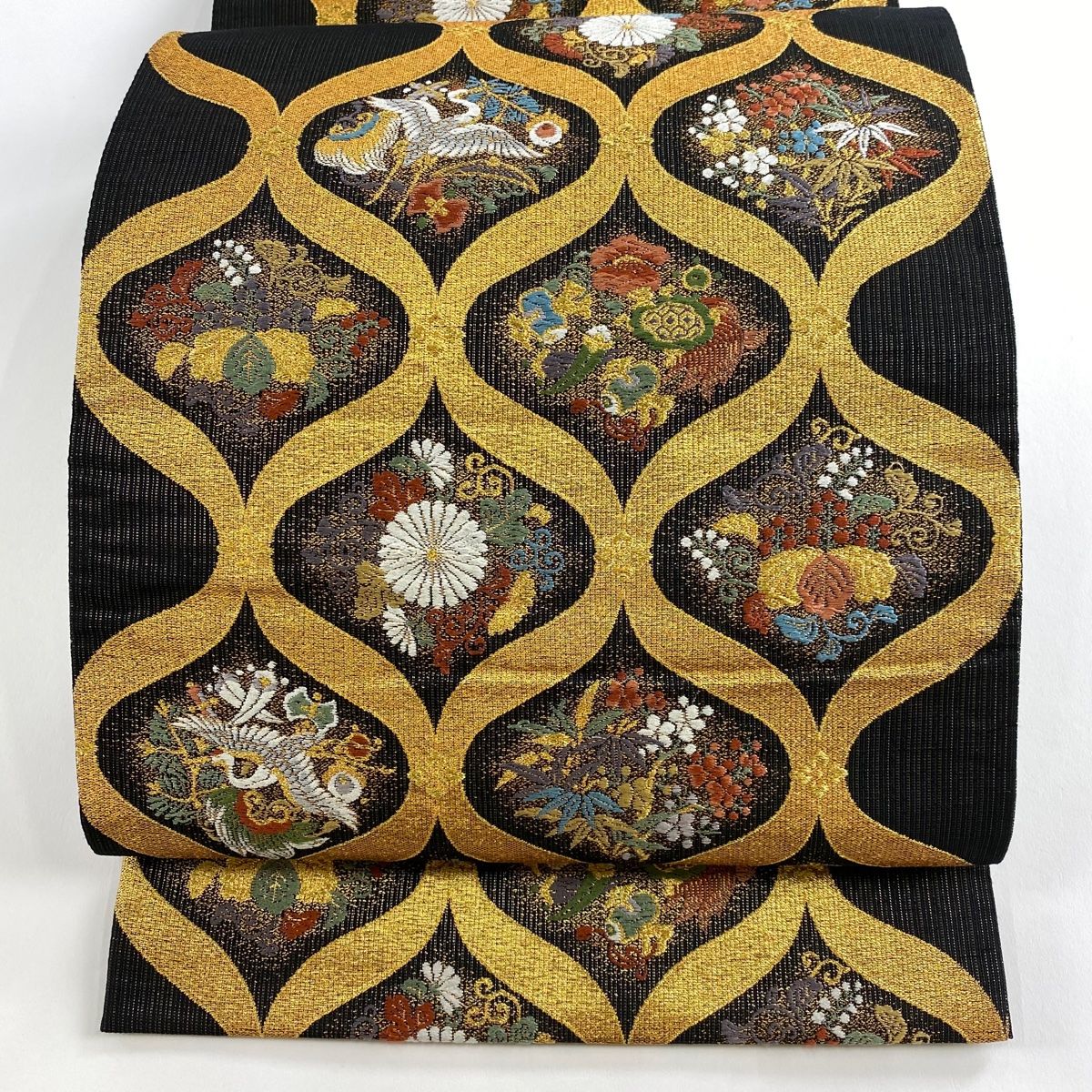 袋帯 秀品 松竹梅 鶴 金糸 箔 黒 六通 正絹 【中古】 - メルカリ