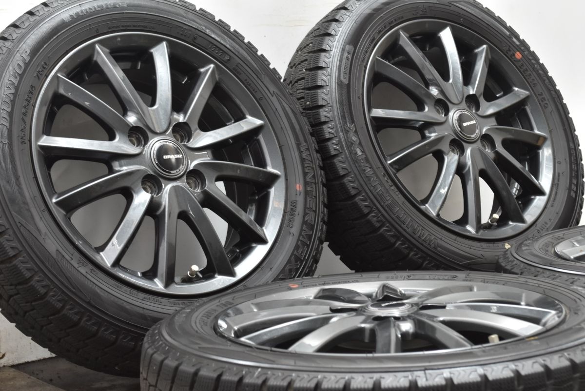 製 バリ溝 QRASIZ 14in 4.5J 45 PCD100 ダンロップ WM02 155 65R14 N-BOX N-ONE N-WGN サクラ デイズ デリカミニ ワゴンR