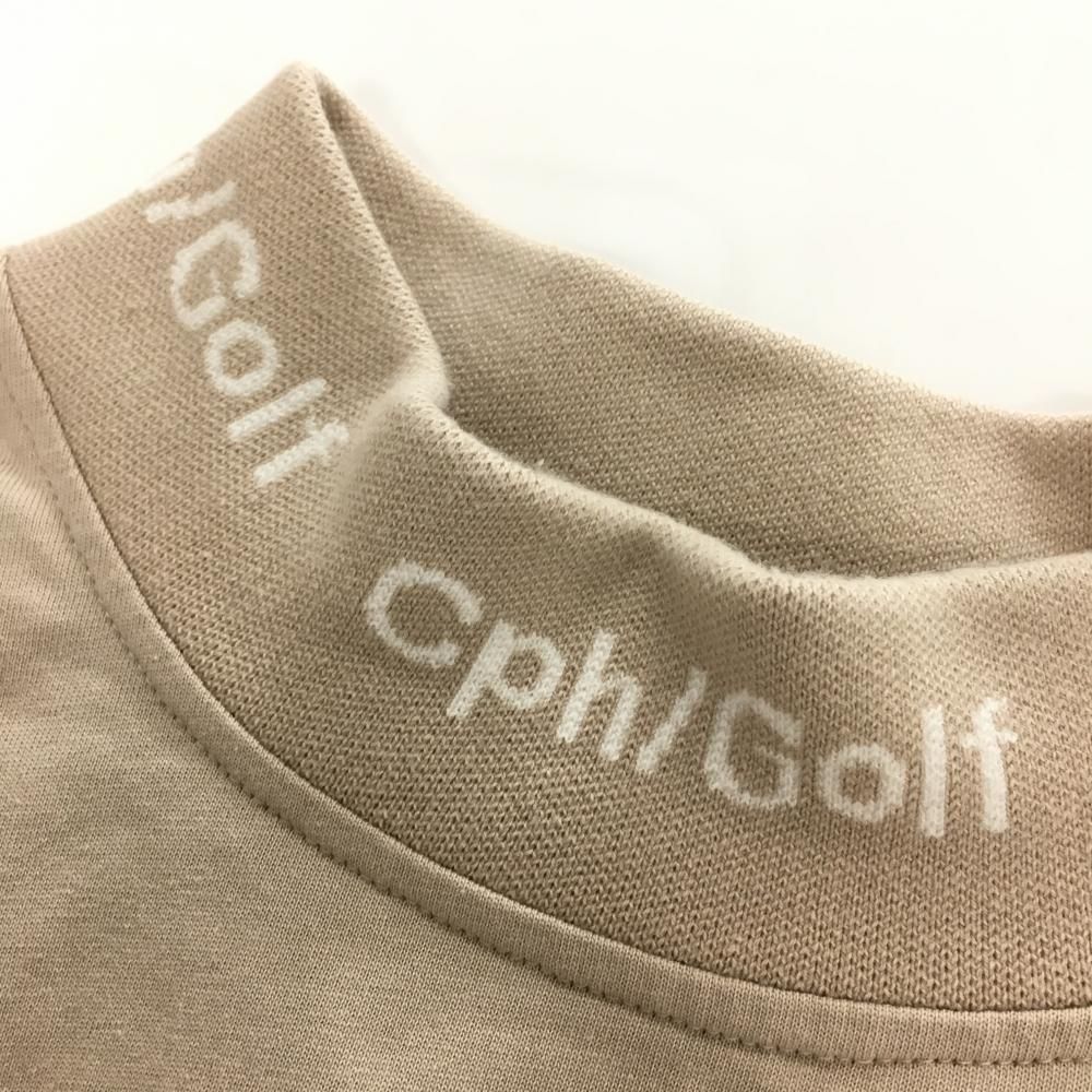 【美品】キャプテンズヘルム 長袖ハイネックシャツ ベージュ ネックロゴ  メンズ MEDIUM ゴルフウェア Cph/Golf 美品】キャプテンズヘルム 長袖ハイネックシャツ ベージュ