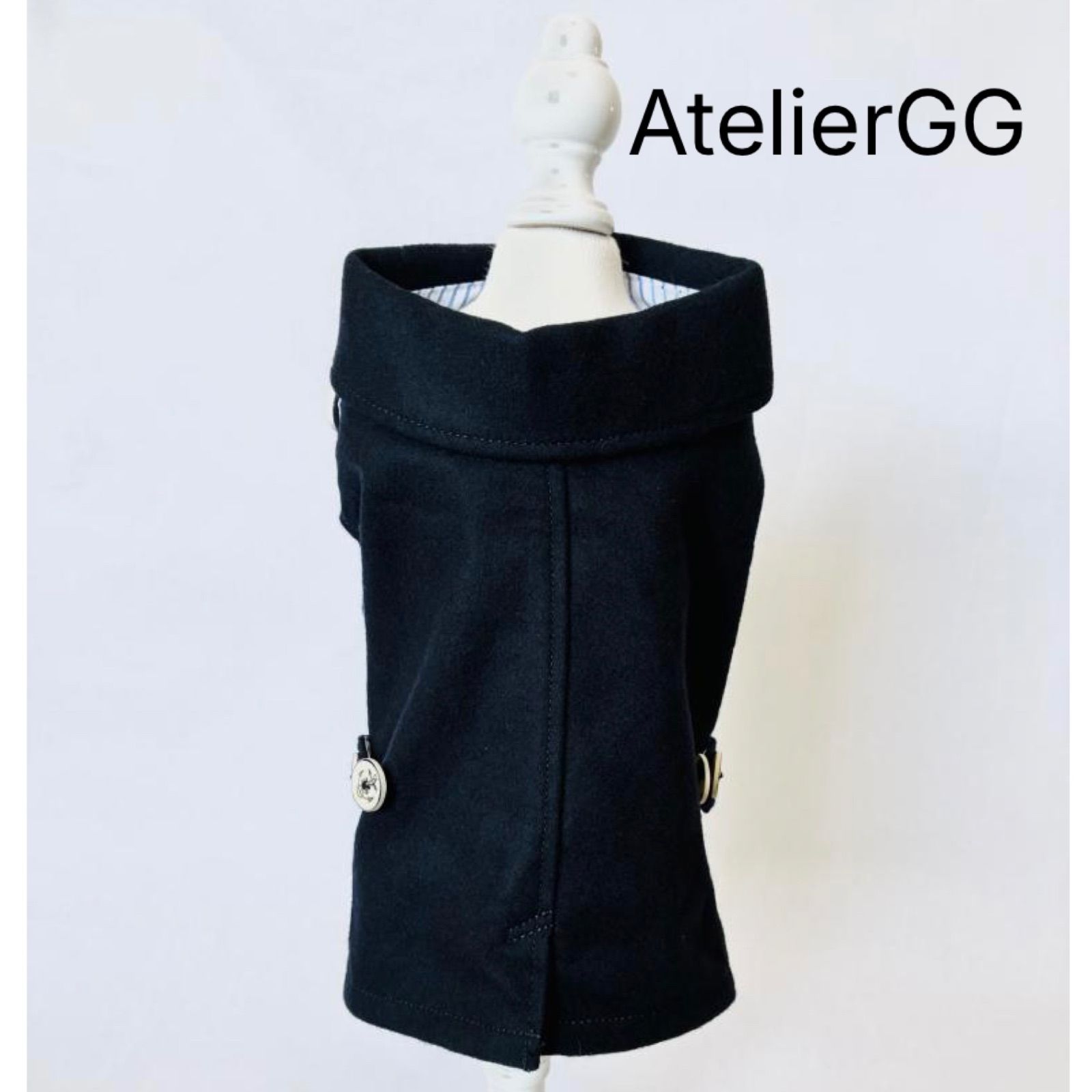 AtelierGG アトリエジジ マリン風ピーコート アウター ドッグウエア 犬服 日本製 おしゃれ お出掛け ボタン 6449320