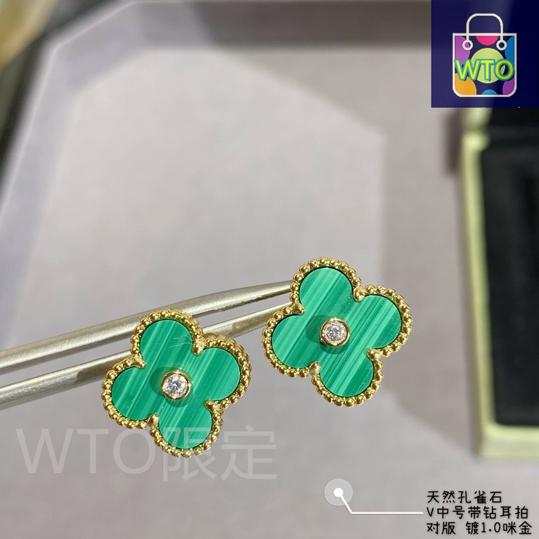 【本店】ギフト大人気♡VanCleef マラカイトイヤークリップ Van Cleef & Arpels] アルハンブラ マラカイト イヤークリップ