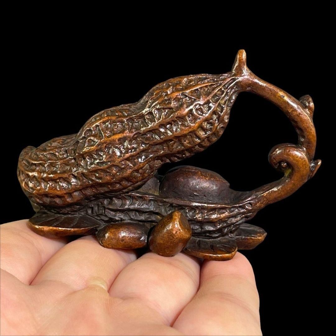 銅細工 長生果ピーナッツ 書道具 文房具 装飾品 工芸品 美術品 置物