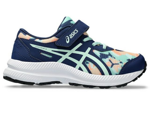asics アシックス CONTEND 8 PS BLUE EXPANSE/MINT TINT 21 1014A293 402 | 靴 スニーカー くつ 子ども ジュニア 日常履き 運動靴 ローカット ランニングシューズ クッション性 通気性 快適性 軽量 マ