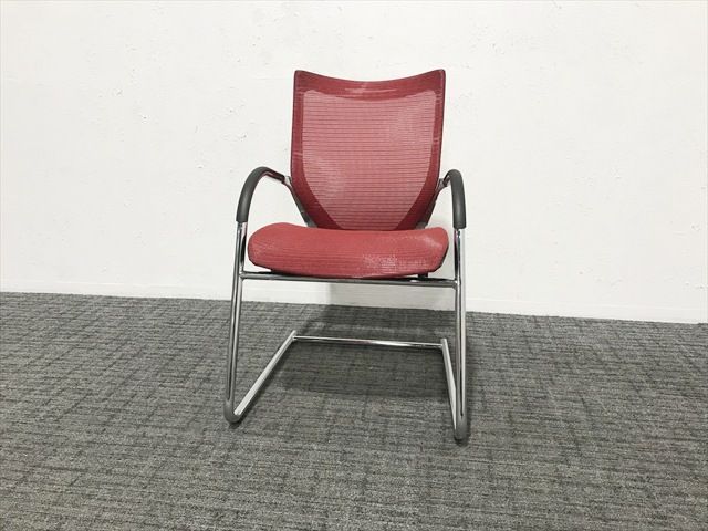 オカムラ バロンチェア ミーティングチェア 肘付 ゲストチェア レッド