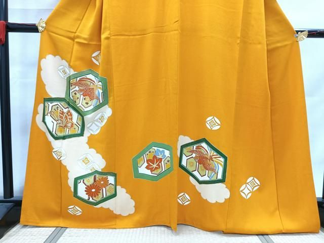 平和屋着物□訪問着 駒刺繍 吉祥花蝶文 鳳凰 金彩 正絹 逸品