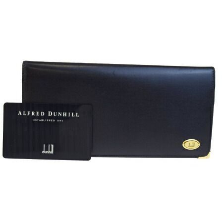 【中古】 美品 ダンヒル dunhill オックスフォード 二つ折り 長財布 ブラック レザー 01EC211