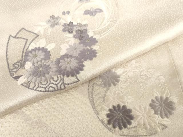 ■セール■付下げ＊袷着物 刺繍 花丸に月 無紋 濃紫 正絹 外出着＊3SP10 □セール□付下げ＊袷着物 刺繍 花丸に月 無紋 濃紫 正絹 外出着