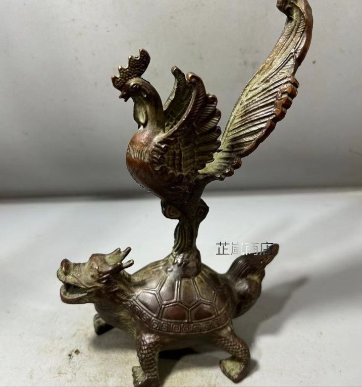 銅器 銅製 金鶏独立竜亀 置物 茶道具 装飾品 工芸品 美術品 置物 銅器 銅製 金鶏独立竜亀 置物 茶道具 装飾品 工芸品 美術品 置物