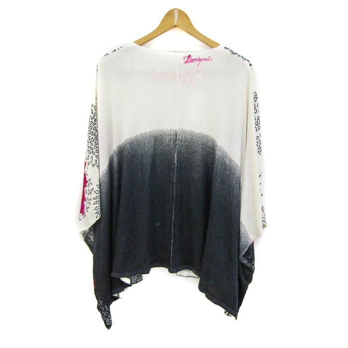 デシグアル カーディガン ポンチョ ブランド トップス 赤 黒 レディース Mサイズ レッド×ブラック Desigual DESIGUAL - デシグアル カーディガン ポンチョ ブランド