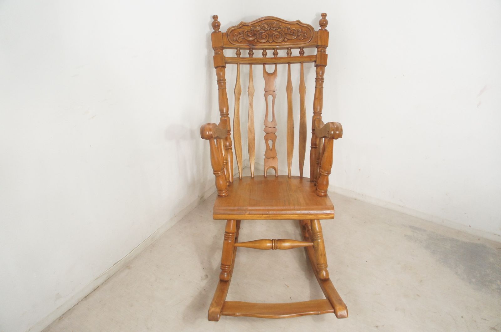 アンティーク調 マホガニー無垢材 ロッキングチェア cha-055-NAT