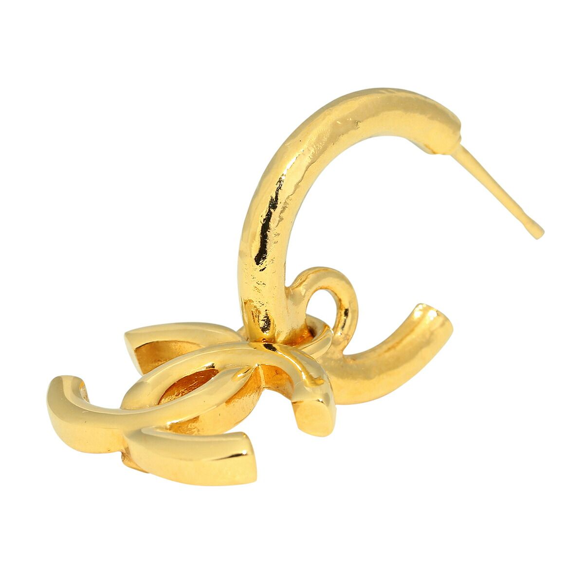新品 シャネル CHANEL ピアス ロゴチャーム フープピアス ゴールド 