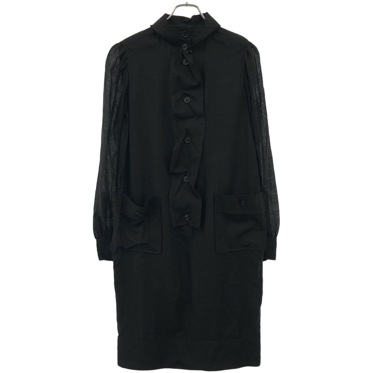 YVES SAINT LAURENT イヴサンローラン シルクウールシャツワンピース 183475 ブラック 38