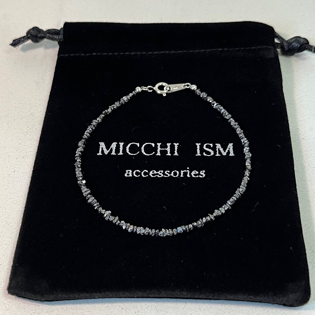 天然ブラックダイヤモンドブレスレット 2mm 細め シンプル キラキラ