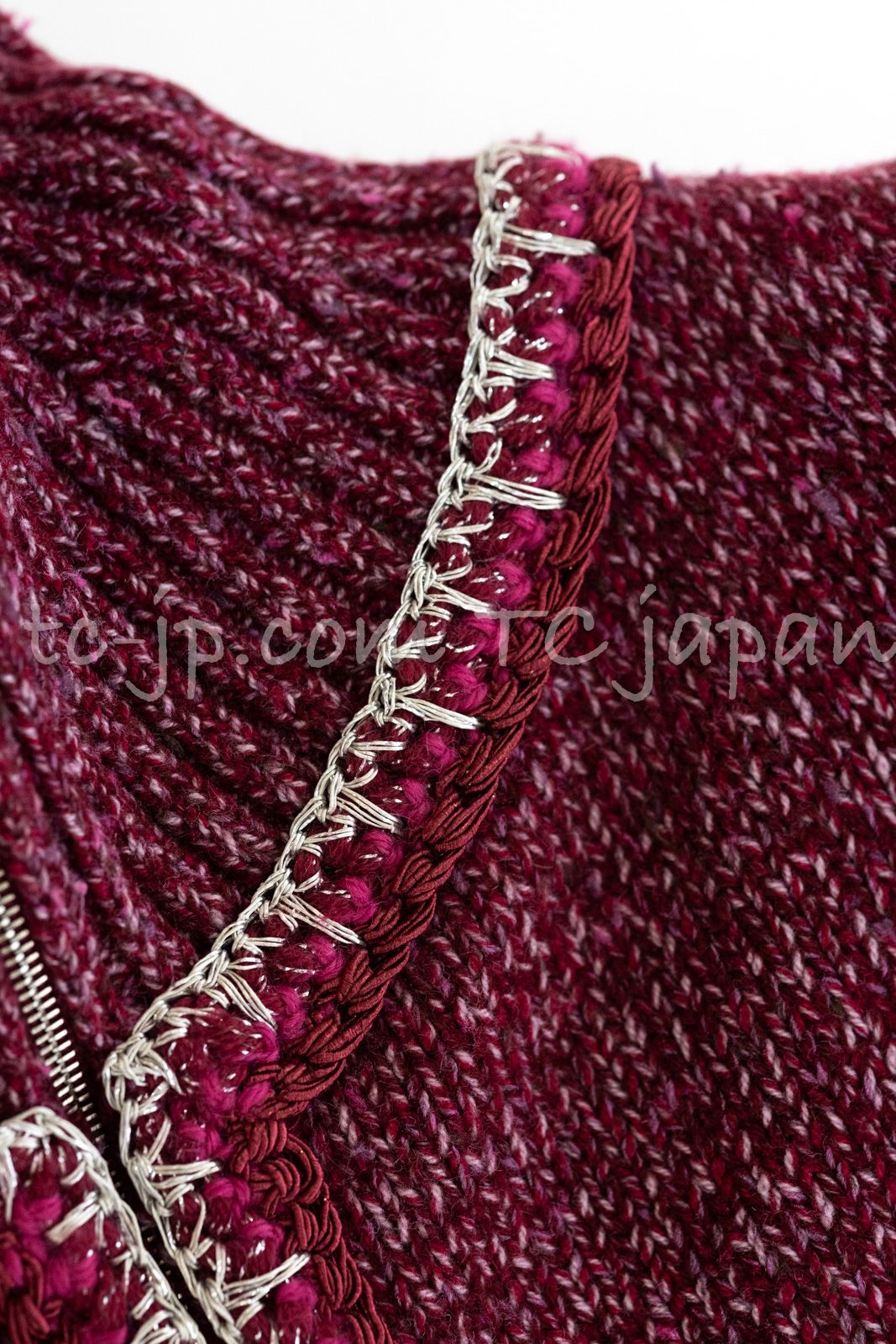 CHANEL - シャネル カーディガン CHANEL ワインレッド やわらか極上 カシミヤ シルク ジッパー ニット トップス ランウェイ登場 超美品 36 38 CHANEL - シャネル カーディガン CHANEL ワインレッド やわらか
