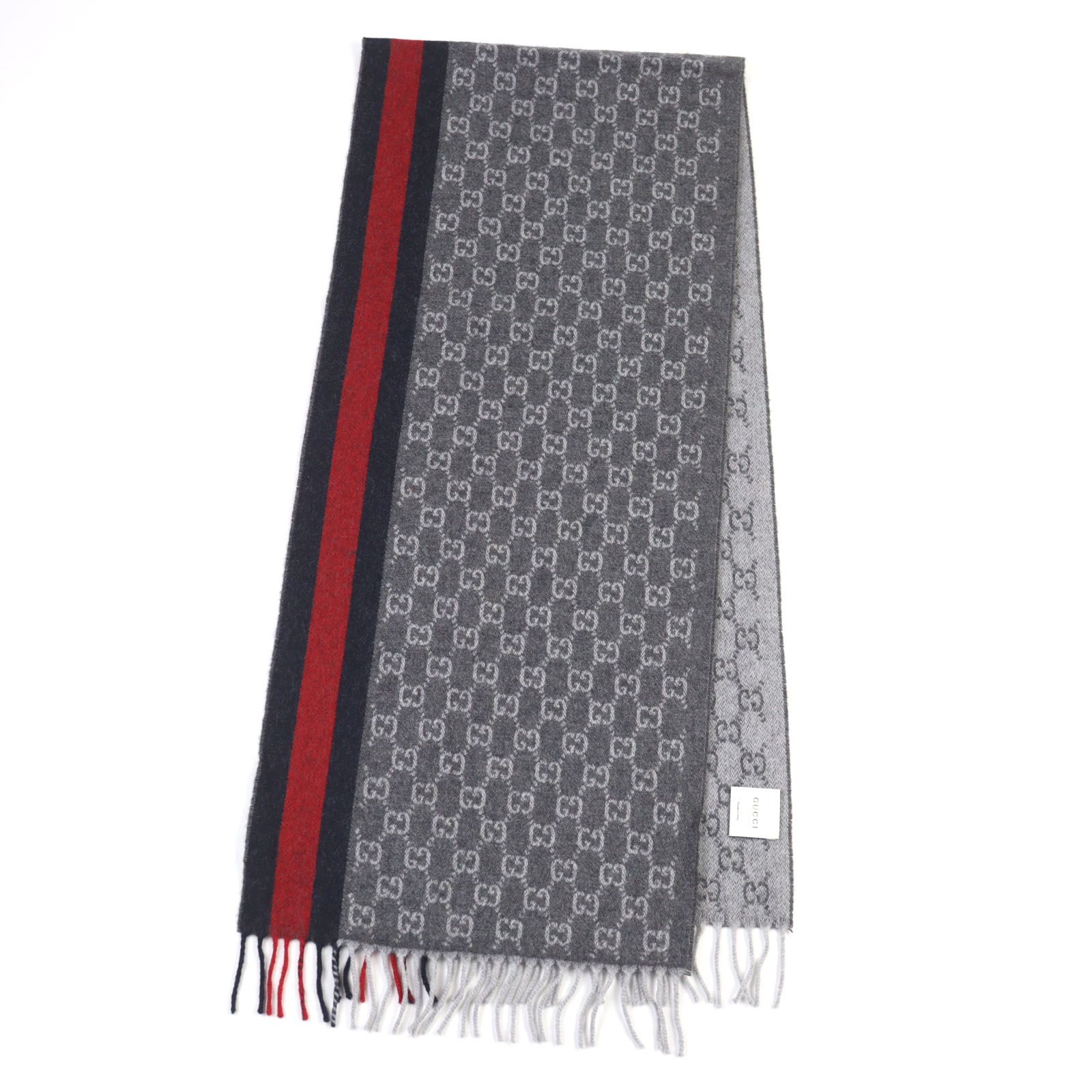 美品○GUCCI グッチ 391531 カシミヤ50% GGロゴ総柄 ウェブ