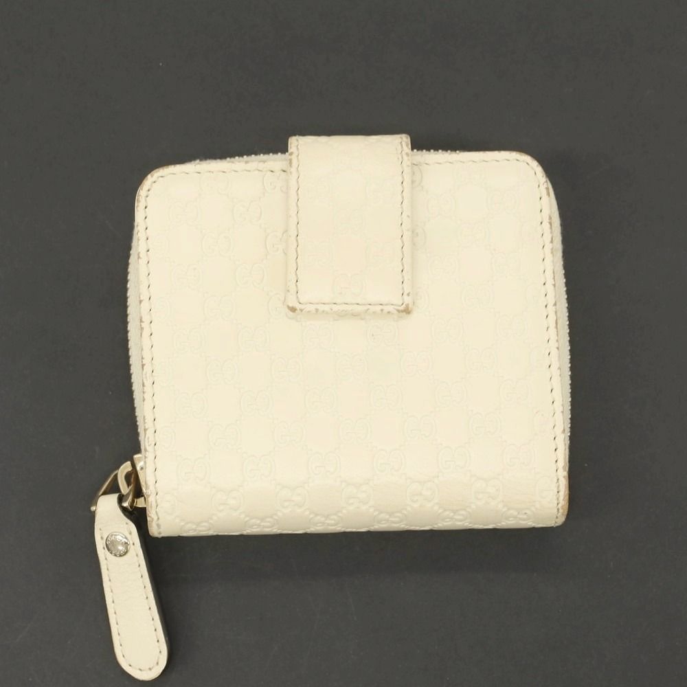 Gucci 二つ折り財布 ホワイト 中古品 中古】グッチ GUCCI シマ 二つ折り財布 オフホワイト