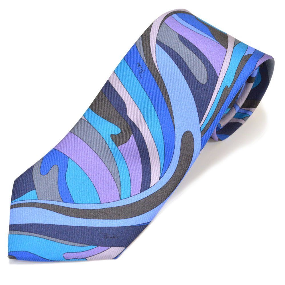 EMILIO PUCCI エミリオプッチ メンズ プッチ柄シルクネクタイ サイズ剣幅8.5cm eep22s013 JI789-1 BLUE ブルー系