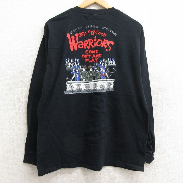 L/古着 長袖 ビンテージ Tシャツ メンズ 00s WARRIORS コットン クルーネック 黒 ブラック 24jun08 中古