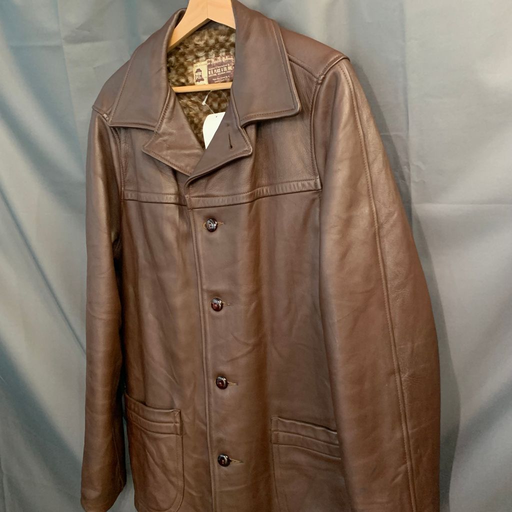 【史上最も激安!】 Vintage W.B. PLACE - CO レザー カーコート ジャケット コート ランチ ブラウン BROWN 茶 No.I370 100％本物保証。