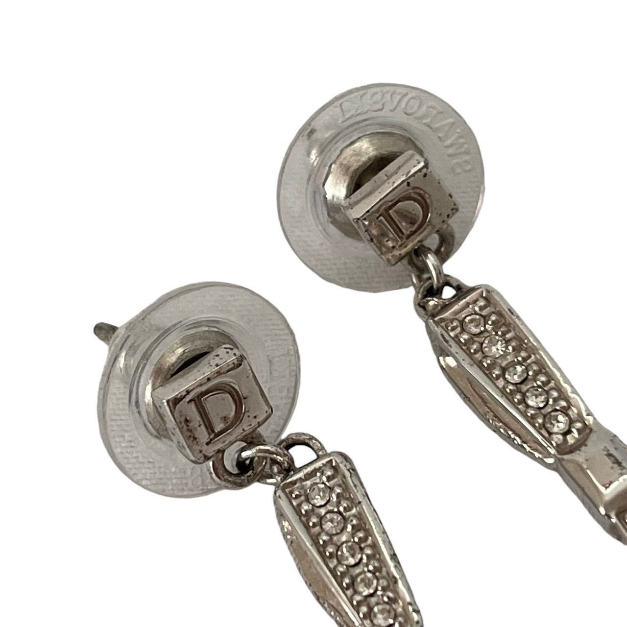 Christian Dior ディオール ピアス シルバー リボン モチーフ ライン