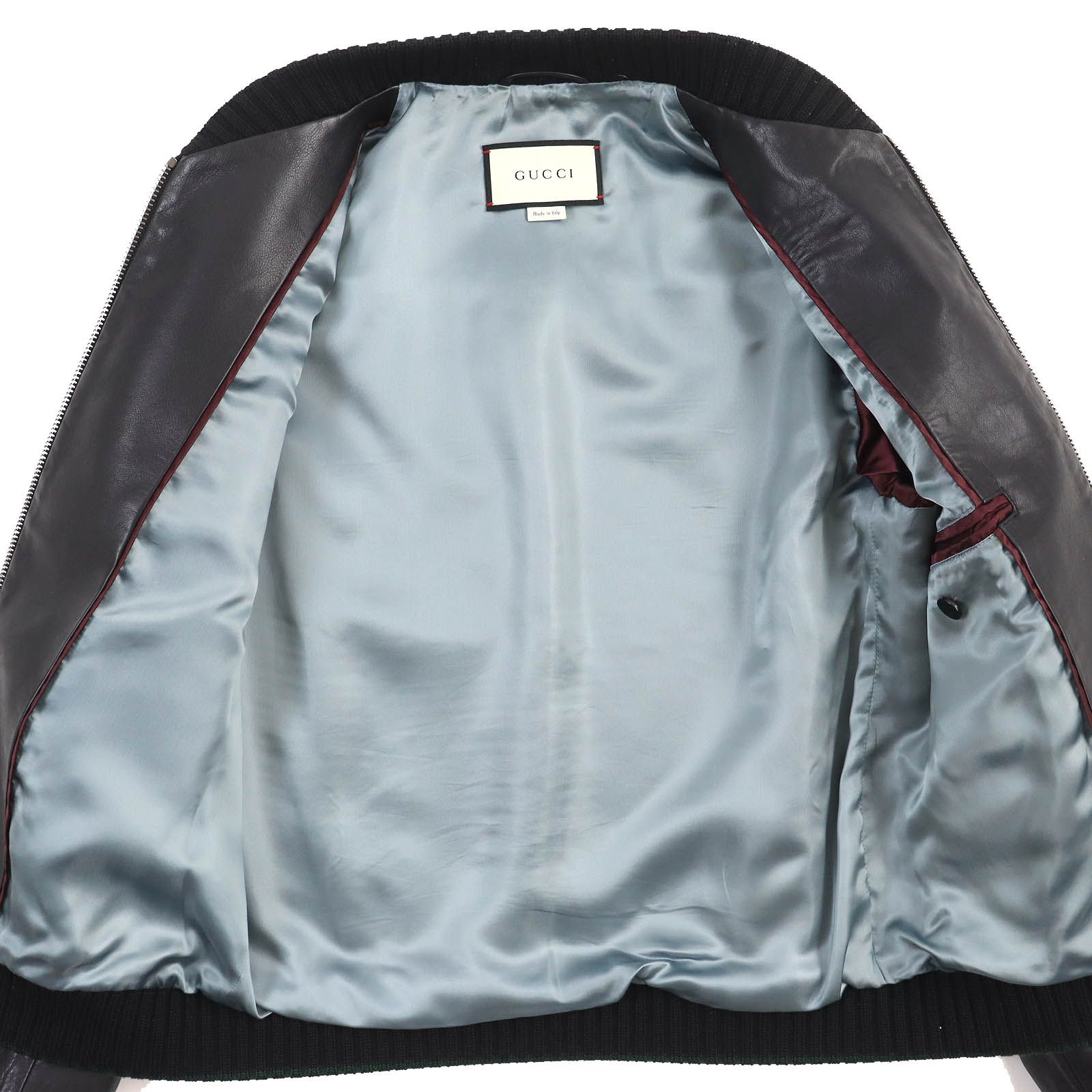 美品△GUCCI グッチ 454035 パンサー ワッペン ジップアップ レザー 
