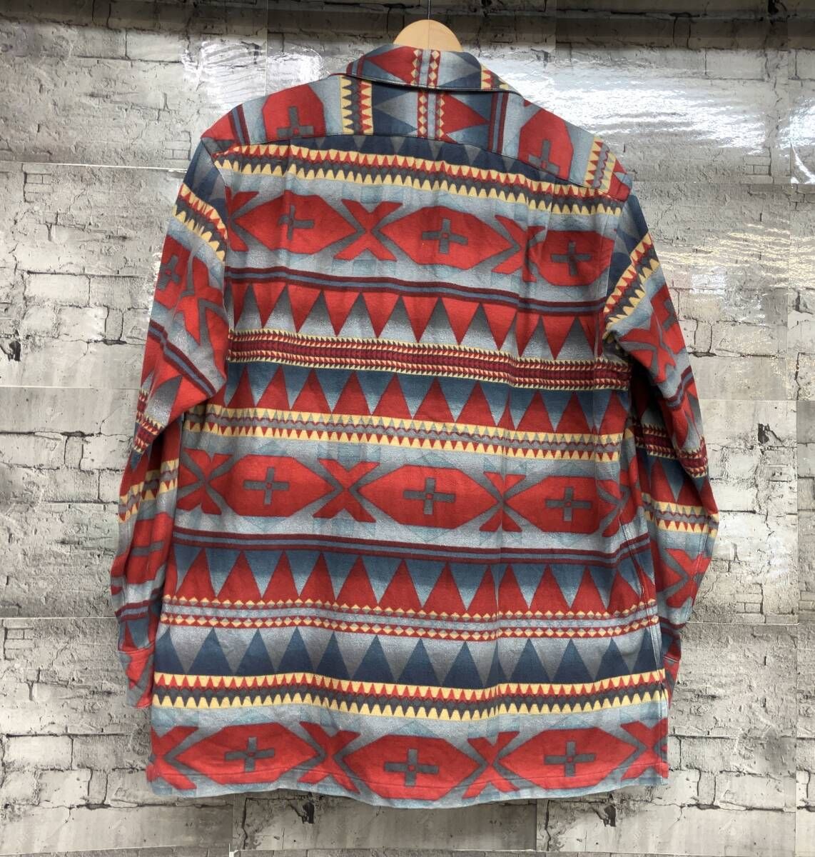 美品 ポロラルフローレン インド綿 薄手チェック柄 長袖シャツ◆ネイビー Ｌ相当 POLO RALPH LAUREN LAUREN(ポロラルフローレン) 片ポケット