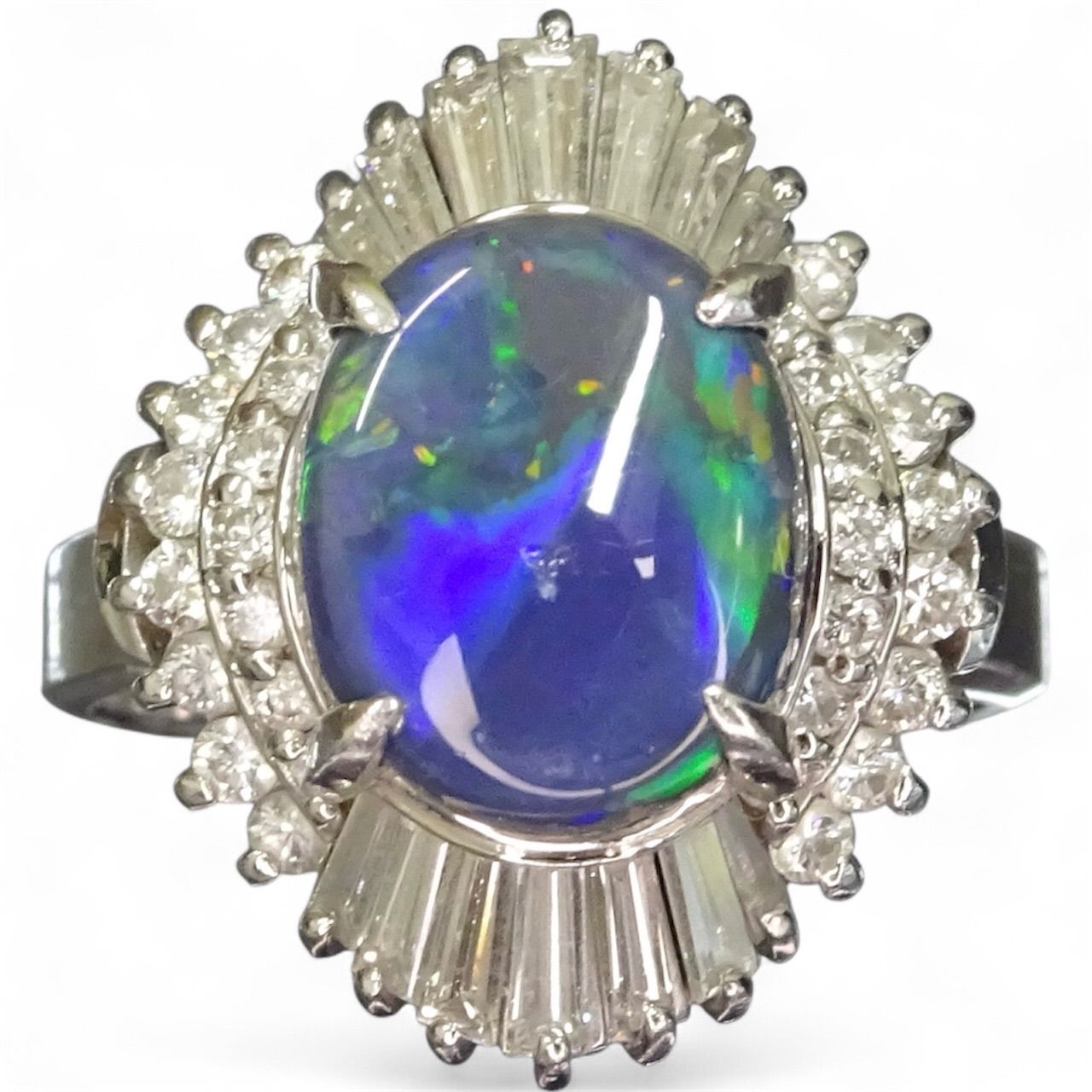 プラチナ pt900 天然ブラックオパール 2.46ct 天然ダイヤモンド 1.11ct 