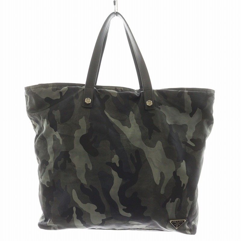 プラダ　ハンドバッグ　巾着　バック　三角ロゴ　トライアングル　カーキ　メンズ PRADA - PRADA プラダ かごバッグ ハンドバッグ 巾着