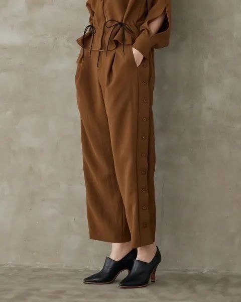 CHERIE 24aw C0986 PANTS サイドボタン ワイド パンツ グレー シェリー