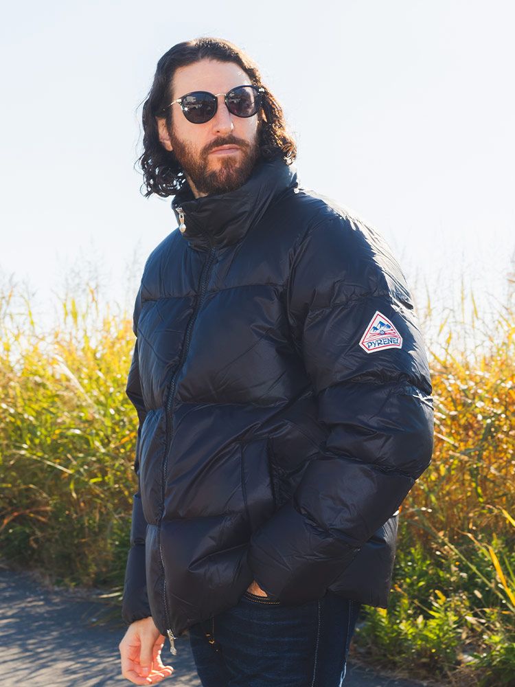 PYRENEX (ピレネックス) 軽量ナイロン ロゴワッペン スタンド ダウンジャケット SHIFT2 PNHUW044 メンズ (ブラック)