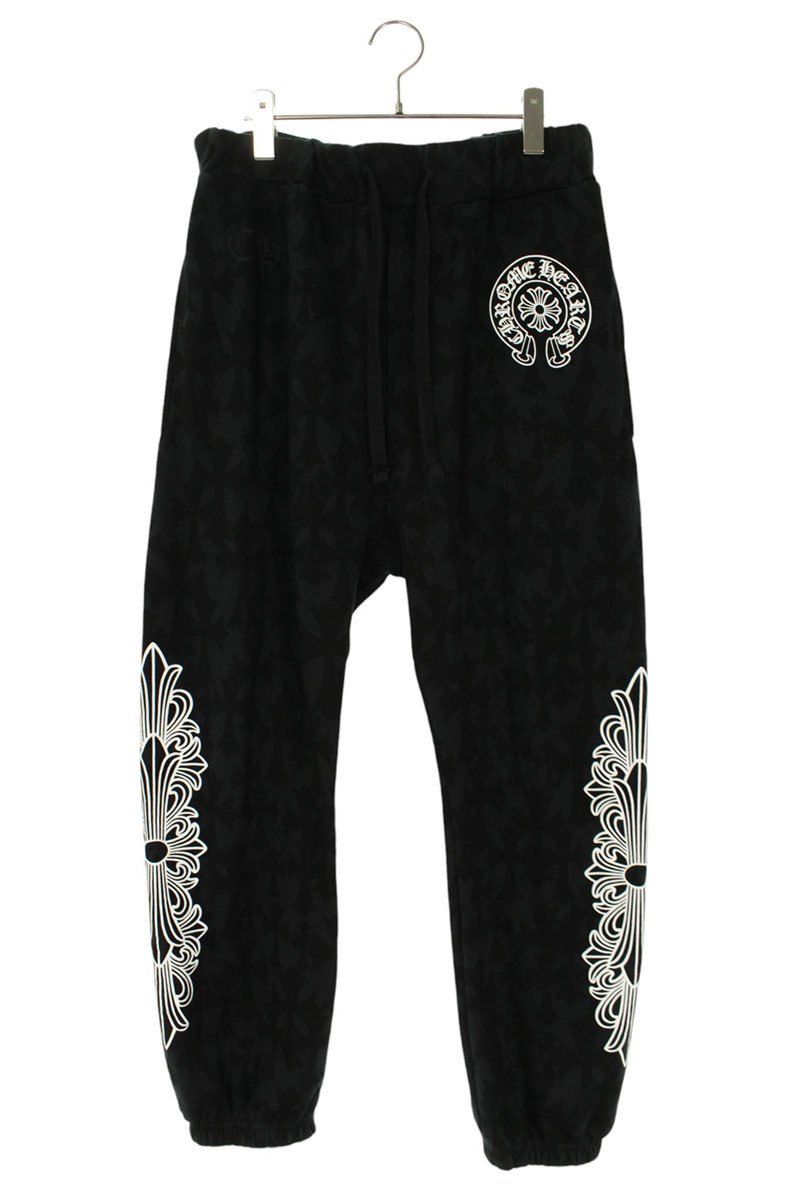 クロムハーツ SWEAT PANTS セメタリークロス総柄スウェットロングパンツ メンズ M
