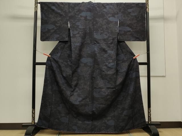 平和屋着物●結城紬　80亀甲　雲重ね草花文　やまと誂製　正絹　逸品　未使用　CAAS0349th 平和屋着物○結城紬 80亀甲 雲重ね草花文 やまと誂製 正絹 逸品 未使用