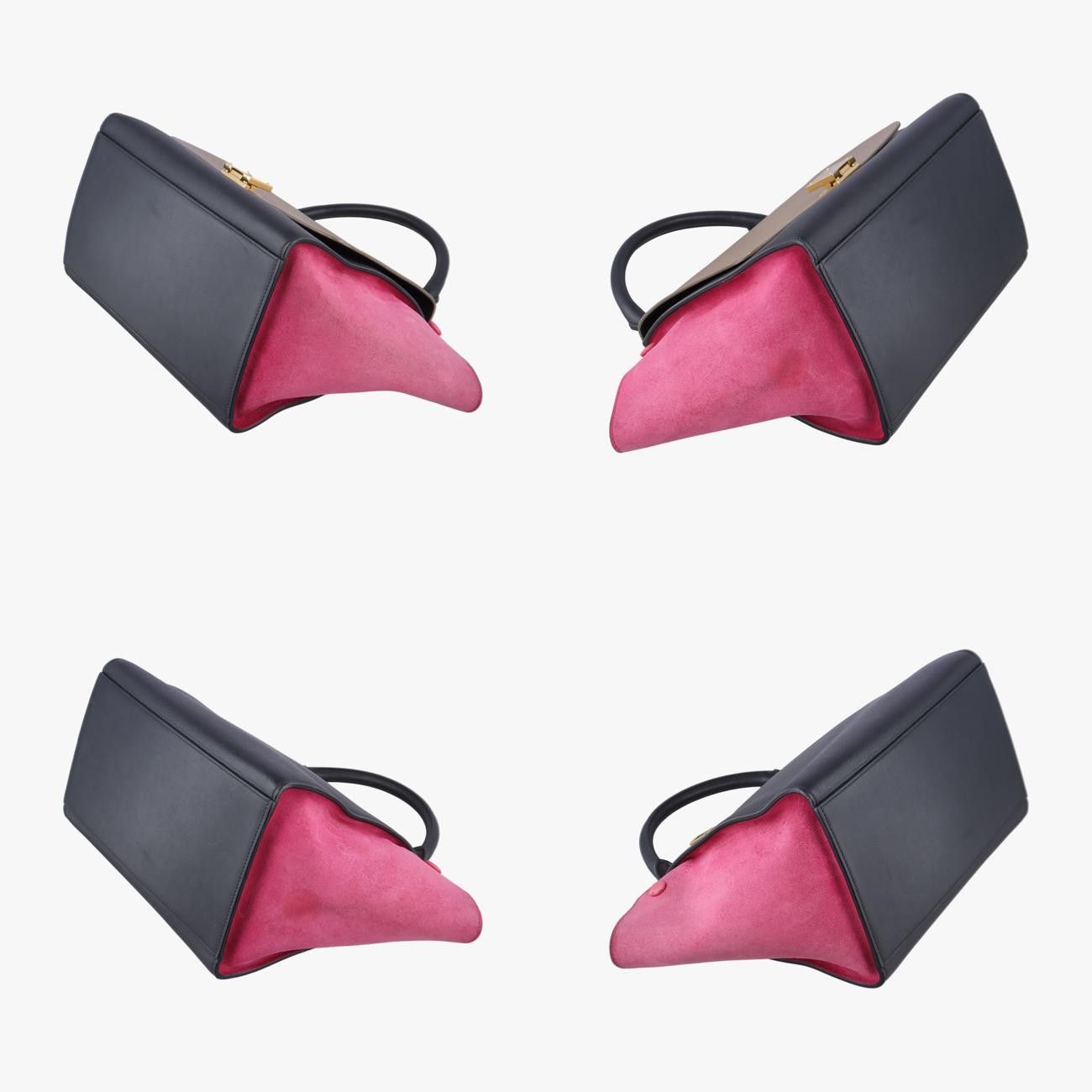 セリーヌCelineトラペーズスモールベージュ×ブラック×ピンクスエード×レザーS-CU-5114