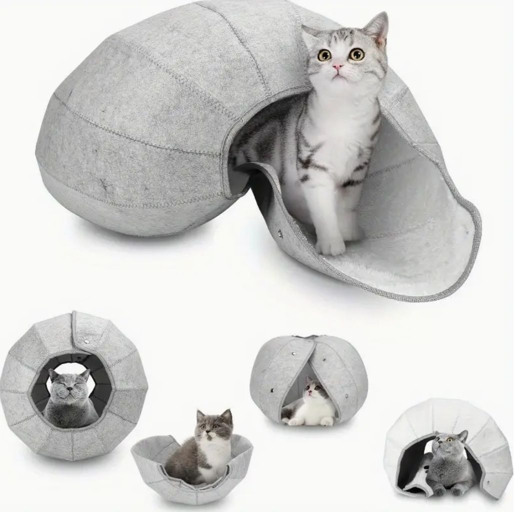 猫用 トンネル 折りたたみ フレキシブル ユニーク やわらかい おもちゃ 運動不足解消 グレー 猫用 小型猫 中型猫 大型猫