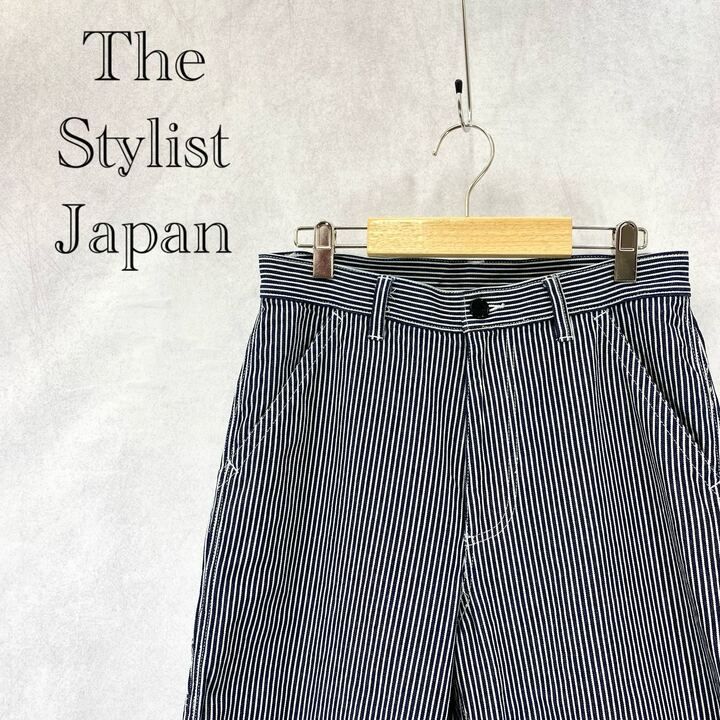 The Stylist Japan ザスタイリストジャパン ヒッコリー ペインター デニムパンツ ボトムス ストライプ S ネイビー ホワイト メンズ ファッション