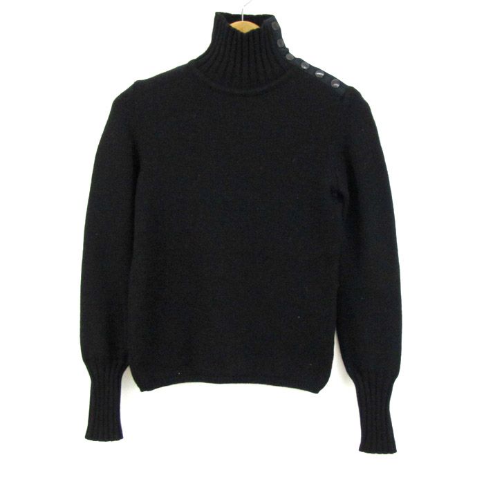 バーバリーロンドン セーター トップス ハイネック エクストラファインメリノ 伊製 レディース XSサイズ 黒 BURBERRY LONDON