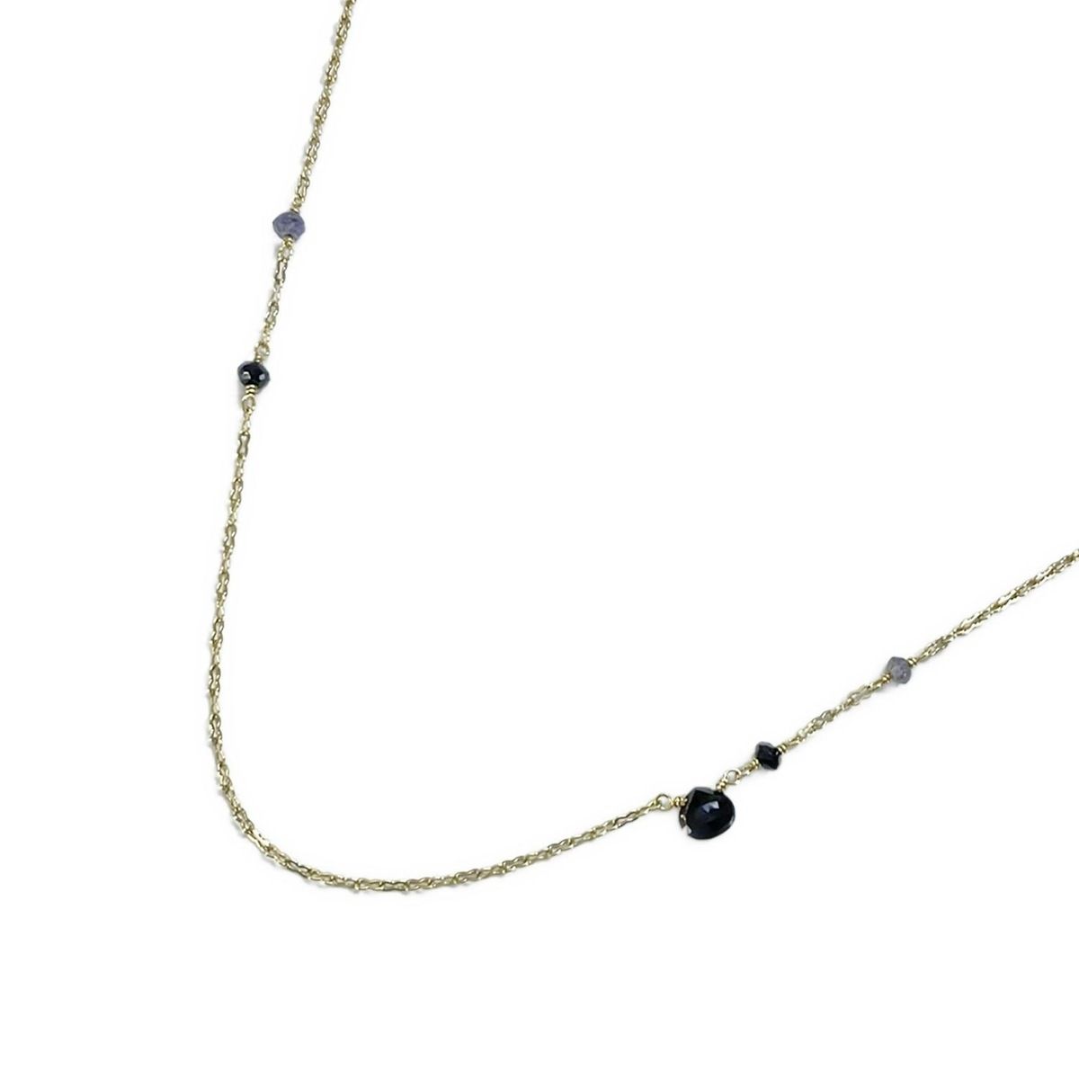 agete(アガット) ネックレス美品 - ゴールド×黒×グレー ロング