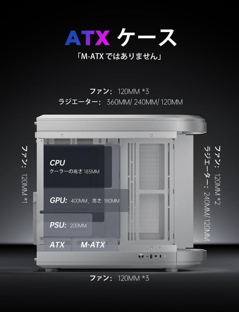 AsiaHorse ATX PCケース ミドルタワー デュアルチャンバー RTX