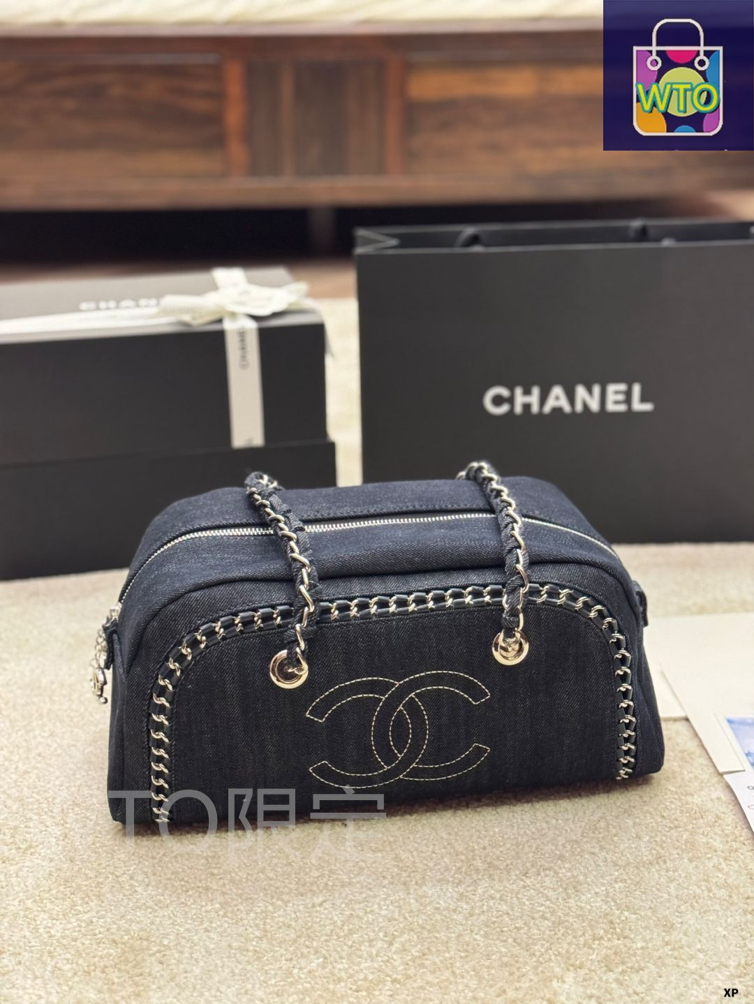 ヴィンテージ☆Chanel☆ボウリングチェーンショルダーバッグ シャネル/ショルダーバッグ/マドモアゼルボーリングバッグ