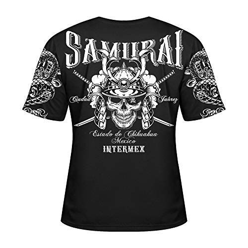 ブラック_2XL 【XXLサイズ】 itm-010半袖 Tシャツ 服 INTERMEX(インターメクス) 侍スカル 骸骨 コブラ 蛇 黒 白 ギャング  バイカー チカーノ メンズ ファッション ヤクザ オラオラ系 派手 メルカリ